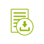 Symbol of a document with a green download arrow