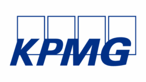 Logo der Prüfungsgesellschaft KPMG mit blauem Schriftzug