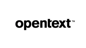OpenText logo as black lettering in lowercase