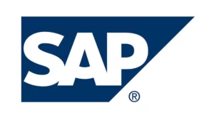 SAP logo as white lettering on blue parallelogram