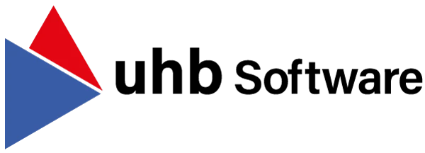 Logo of uhb Software with blue-red triangle symbol