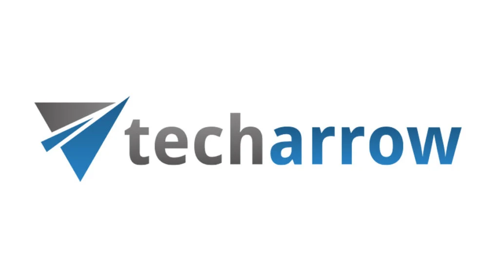 Logo von TECH-ARROW mit blauem Pfeilsymbol