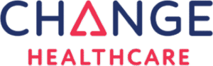 Logo of Change Healthcare in blue and red