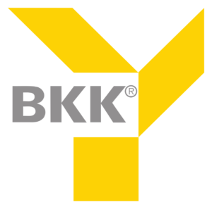 Logo with yellow icon and the lettering BKK