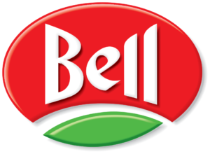 Bell logo with white lettering on a red oval