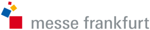 Logo of Messe Frankfurt with colored squares and gray wordmark