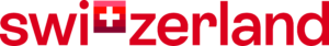 Logo with the lettering 'switzerland' and Swiss flag instead of the letter 't'