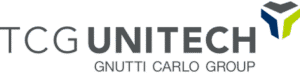 Logo of TCG Unitech, Gnutti Carlo Group, with green-blue icon