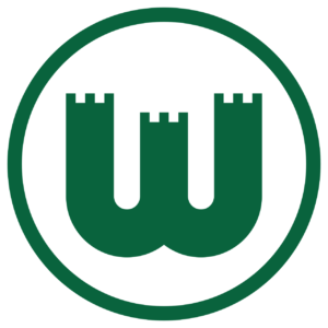 Logo of VfL Wolfsburg, green W with battlements in a circle