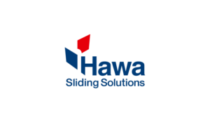 Logo of Hawa Sliding Solutions with blue-red signet