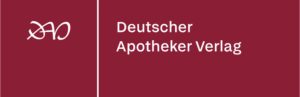 Logo of Deutscher Apotheker Verlag in white on a dark red background