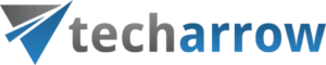 Logo of techarrow with blue paper plane as a symbol