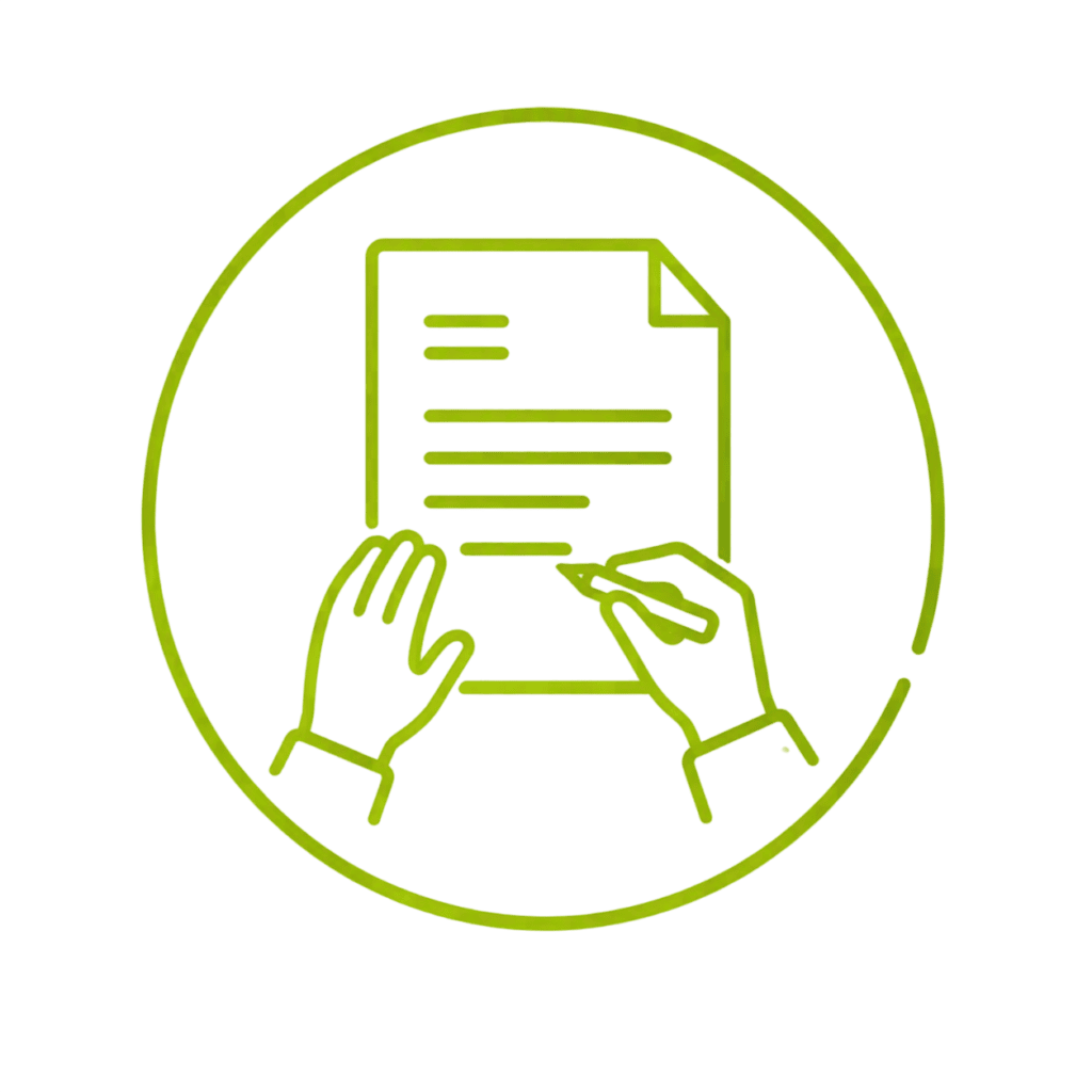 Line icon of two hands signing a document