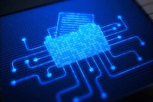 Dokument- und Ordnersymbol mit Leiterbahnen als Bild für digitale Datenerfassung